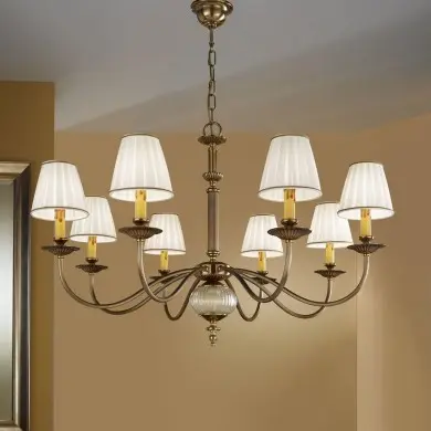 Lustre Abat Jour ASCOT 8x60W E14 Laiton antique KOLARZ 0195.88.4