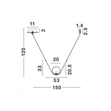 Suspension VITTON Laiton & Blanc LED E27 1x12 W NOVA LUCE 8279601