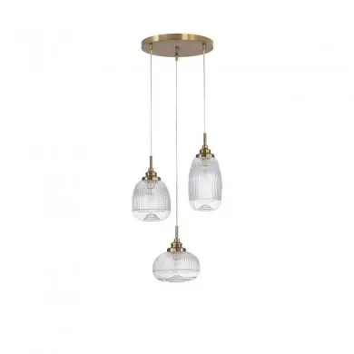 Suspension MOND Or Satiné & Transparent LED E14 3x5 W L49 NOVA LUCE 9731214