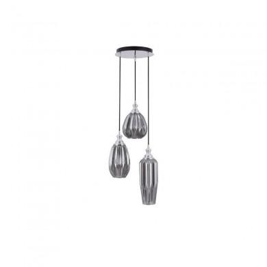 Suspension ZARLEY Chrome & Gris Fumé LED E27 3x12 W NOVA LUCE 9066031