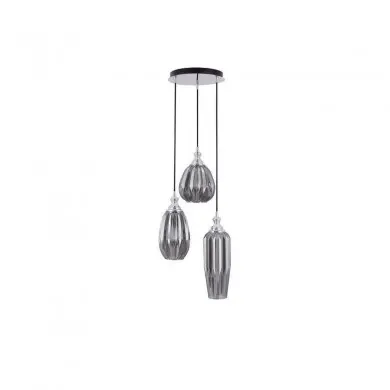 Suspension ZARLEY Chrome & Gris Fumé LED E27 3x12 W NOVA LUCE 9066031
