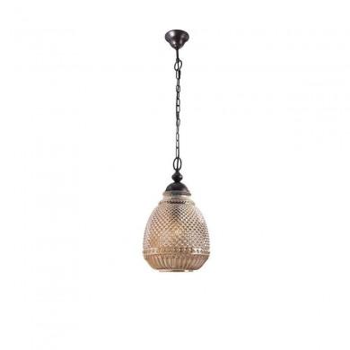 Suspension TOULON Marron Foncé & Ambre LED E27 1x12 W NOVA LUCE 8381443