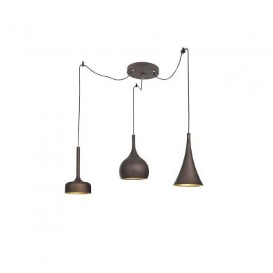Suspension NUORESE Marron Foncé & Or LED E27 3x12 W NOVA LUCE 8942201