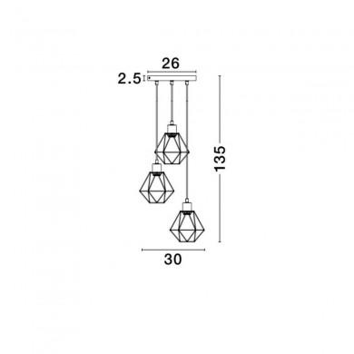 Suspension PIETRA Noir LED E27 3x12 W NOVA LUCE 673603