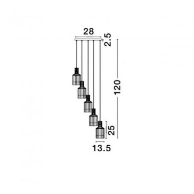 Suspension CARTER Noir & Transparent LED E27 5x12 W NOVA LUCE 9001702