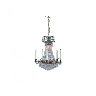 Lustre Pampilles Lacko 6x40W E14 Laiton Antique Transparent MJ_100642 100642 Lustre Pampilles Lacko 6x40W E14 Laiton Antique Transparent MARKSLOJD 100642