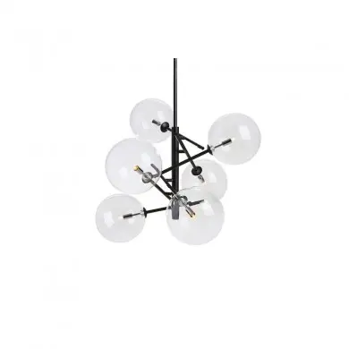 Suspension Andrew 6x5W G9 Noir Transparent MJ_107748 107748 Suspension Andrew 6x5W G9 Noir Transparent MARKSLOJD 107748