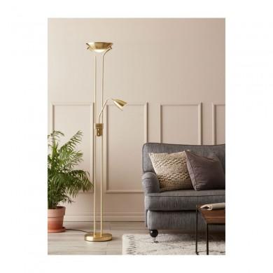 Lampadaire, Cercle Et Trait, liseuse sur pied, laiton satiné, LED, dim,  2700K, 850 lm, L60cm, H112cm - CVL