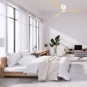 Ventilateur Plafond Eco Plano Bois 132cm Blanc Bois naturel WiFi