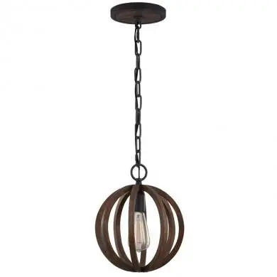 Suspension Allier 1x60W Marron et Fer forgé FEISS feallierpww