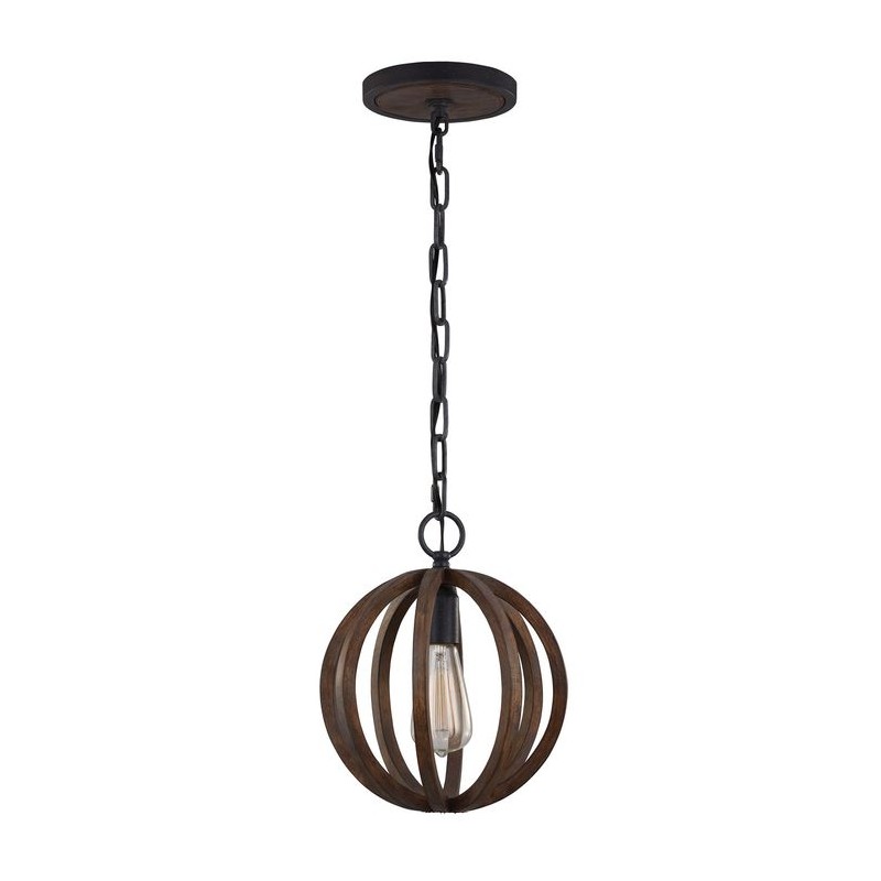 Suspension Allier 1x60W Marron et Fer forgé FEISS feallierpww