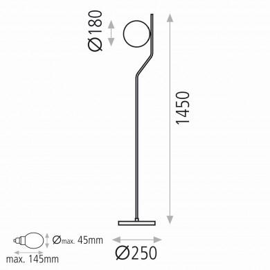 Lampadaire Maui 1x15W Opale Mate Or Antique ACB H81631O