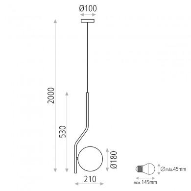 Suspension Boule Maui 1x15W Opale Mate Or Antique ACB C81631O