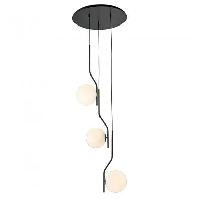 Suspension Boule Maui 3x15W Opale Noir Mate AC_C81633N C81633N Suspension Boule Maui 3x15W Opale Noir Mate ACB C81633N