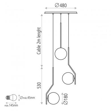 Suspension Boule Maui 3x15W Opale Noir Mate ACB C81633N