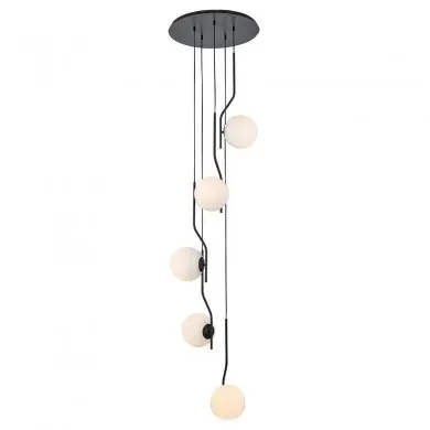 Suspension Maui 5x15W Opale Noir Mate ACB C816352N