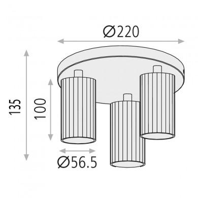 Plafonnier Modrian 3x8W GU10 Blanc H100-135 ACB P3951280B