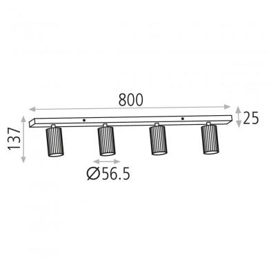 Plafonnier Modrian 4x8W Noir ACB P3951480N