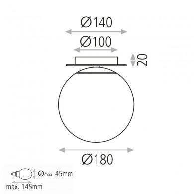 Plafonnier Boule Parma 1x15W Opale Noir Mate ACB P3946080N