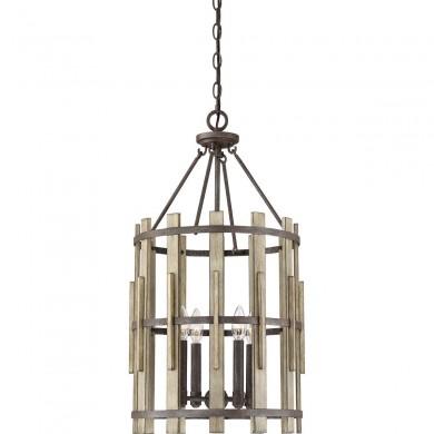 Suspension Wood Hollow 4x60W Noir Rustique ELSTEAD LIGHTING QZ WOOD HOLLOW 4P