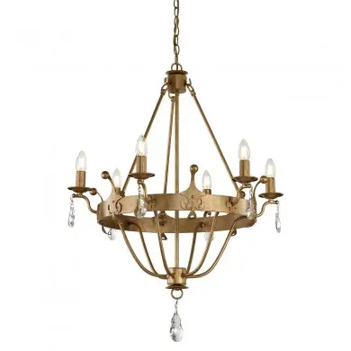 Lustre Windsor 6x60W Or Patiné ELS_windsor6gold WINDSOR6 GOLD Lustre Windsor 6x60W Or Patiné ELSTEAD LIGHTING WINDSOR6 GOLD
