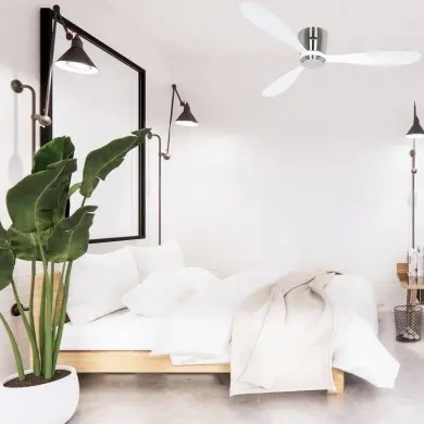 Ventilateur Plafond Eco Plano Bois 132cm Chromé Blanc WiFi CASAFAN 313289