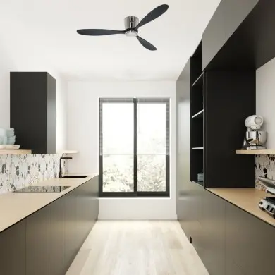 Ventilateur Plafond Eco Plano Bois 132cm Chromé Noir WiFi CASAFAN 313290