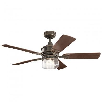 Ventilateur Plafond Lyndon Patio 132cm Bronze Vieilli Noyer Noyer Foncé KICHLER KLF-LYNDON-52-OZ