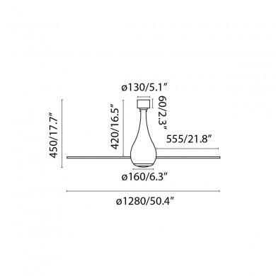 Ventilateur Plafond Mini Eterfan LED 128cm Blanc Brillant transparent FARO 32020-9