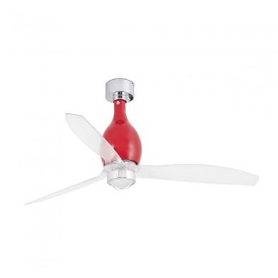 Ventilateur Plafond Mini Eterfan LED 128cm Rouge brillant transparent FARO 32029-9