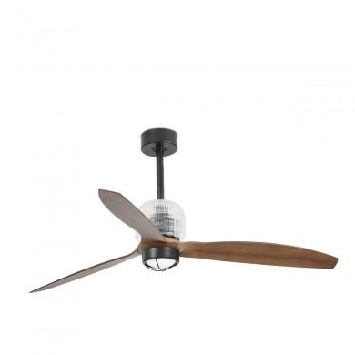 Ventilateur Plafond Deco Fan LED 128cm Noir mat bois FARO 33395D-10