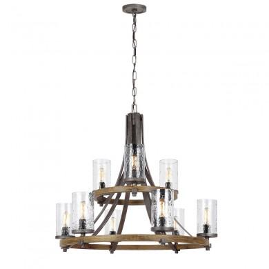 Lustre Angelo 9x60W E27 Chêne patiné Gris ELSTEAD LIGHTING QN-ANGELO9