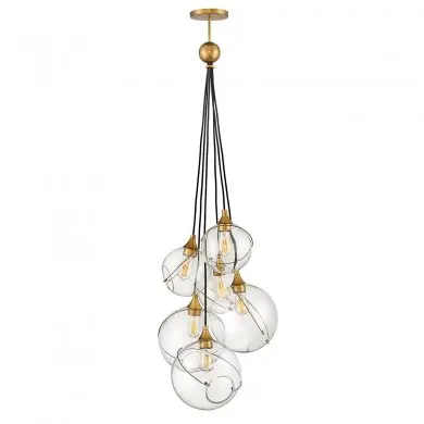 Suspension Boule Skye 6x60W E27 Laiton ELSTEAD LIGHTING QN-SKYE-6P