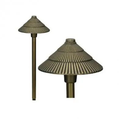 Borne eclairage exterieur Bronze LED chapeau ondulé 1x1 2W Bronze vieilli GARDEN ZONE gzbronze16