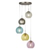 Suspension Boule Mardi Gras 5x60W E27 Argent Bleu Fumé Jaune Rose SEARCHLIGHT 8135-5SS