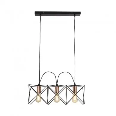 Suspension Anthea 3x60W E27 Noir Cuivre Brillant SEARCHLIGHT 8413-3BK