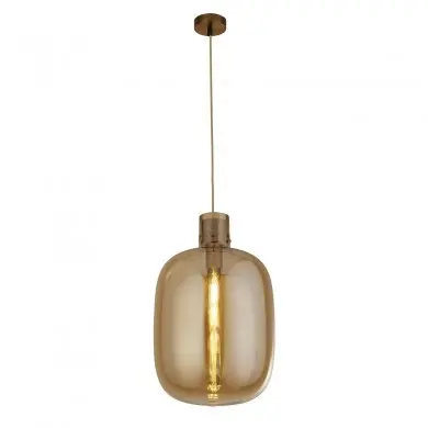 Suspension Barrel 1x60W E27 Laiton Verre Ambre SEARCHLIGHT 68361AM