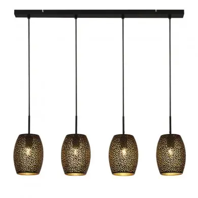 Suspension Laser 4x40W E27 Noir Or SEARCHLIGHT 19231-4BGO