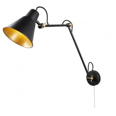 Applique Murale Swing Arm 1x20W E27 Or Noir Or Brillant SEARCHLIGHT 7403BK