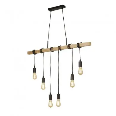 Suspension Woody 6x60W E27 Pin Bois Noir SC_95041-6BR 95041-6BR Suspension Woody 6x60W E27 Pin Bois Noir SEARCHLIGHT 95041-6BR