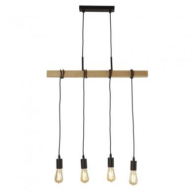 Suspension Woody 4x60W E27 Pin Bois Noir SEARCHLIGHT 95041-4BR