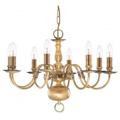 Lustre Doré Flemish 8x40W E14 Laiton SEARCHLIGHT 1019-8AB