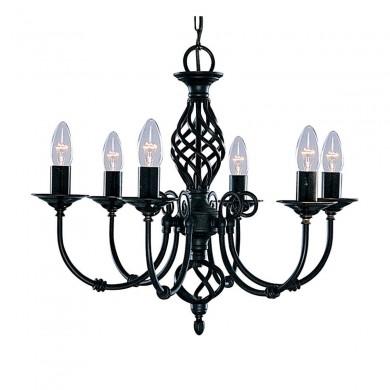 Lustre Baroque Zanzibar 6x10W E14 Noir SEARCHLIGHT 3379-6