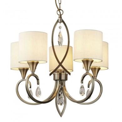 Lustre Abat-Jour Alberto 5x40W E14 Laiton Avoine SEARCHLIGHT 1605-5AB