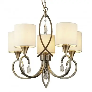 Lustre Abat-Jour Alberto 5x40W E14 Laiton Avoine SEARCHLIGHT 1605-5AB