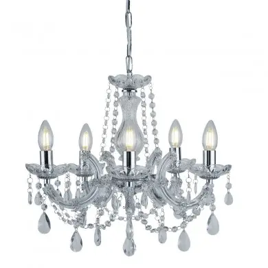 Lustre Pampilles Marie 5x10W E14 Chrome SC_399-5 399-5 Lustre Pampilles Marie 5x10W E14 Chrome SEARCHLIGHT 399-5