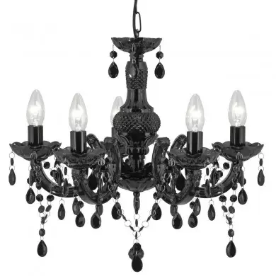 Lustre Pampilles Marie 5x40W E14 Noir SC_1455-5BK 1455-5BK Lustre Pampilles Marie 5x40W E14 Noir SEARCHLIGHT 1455-5BK