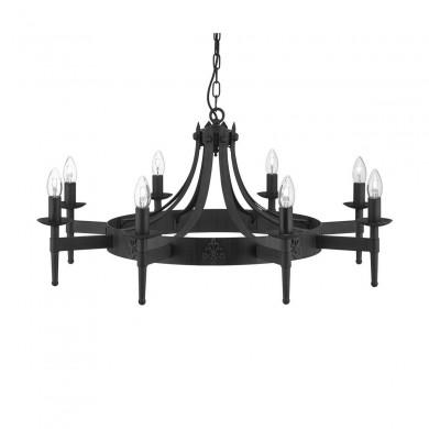 Lustre Baroque Cartwheel 8x60W E14 Noir SEARCHLIGHT 2428-8BK