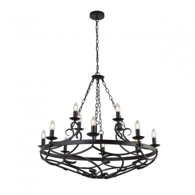 Lustre Baroque Cartwheel 12x40W E14 Noir SEARCHLIGHT 8912-12BK