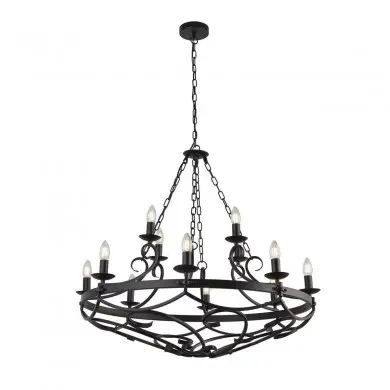 Lustre Baroque Cartwheel 12x40W E14 Noir SEARCHLIGHT 8912-12BK
